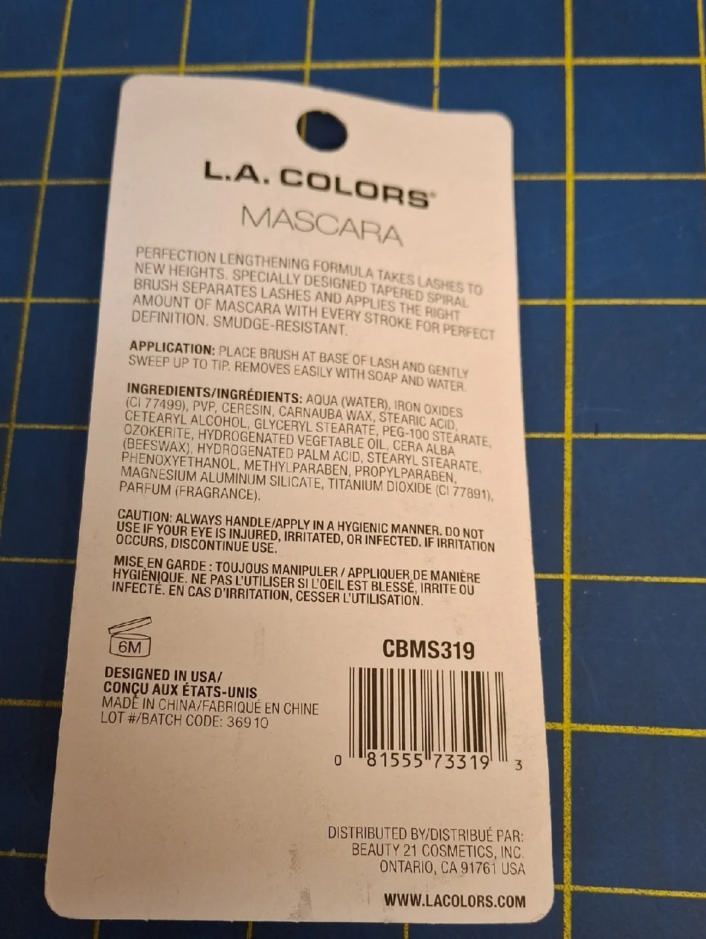 L.A. COLORS Perfect Lash Lengthening Mascara CBMS319 Black New Sealed Package